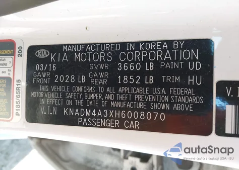 2017 Kia Rio Lx z USA, uszkodzony, nr VIN KNADM4A3XH6008070